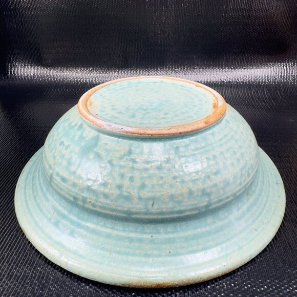 1980s Hand Made Pottery Dish Bowl Large Crystalline Glaze 8inch Recycle Center - Picture 14 of 14